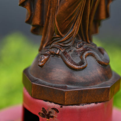 Hand Carved Sacred Heart of Virgin Mary,Our lady,Wooden Tabletop Ornament,decor religious gift