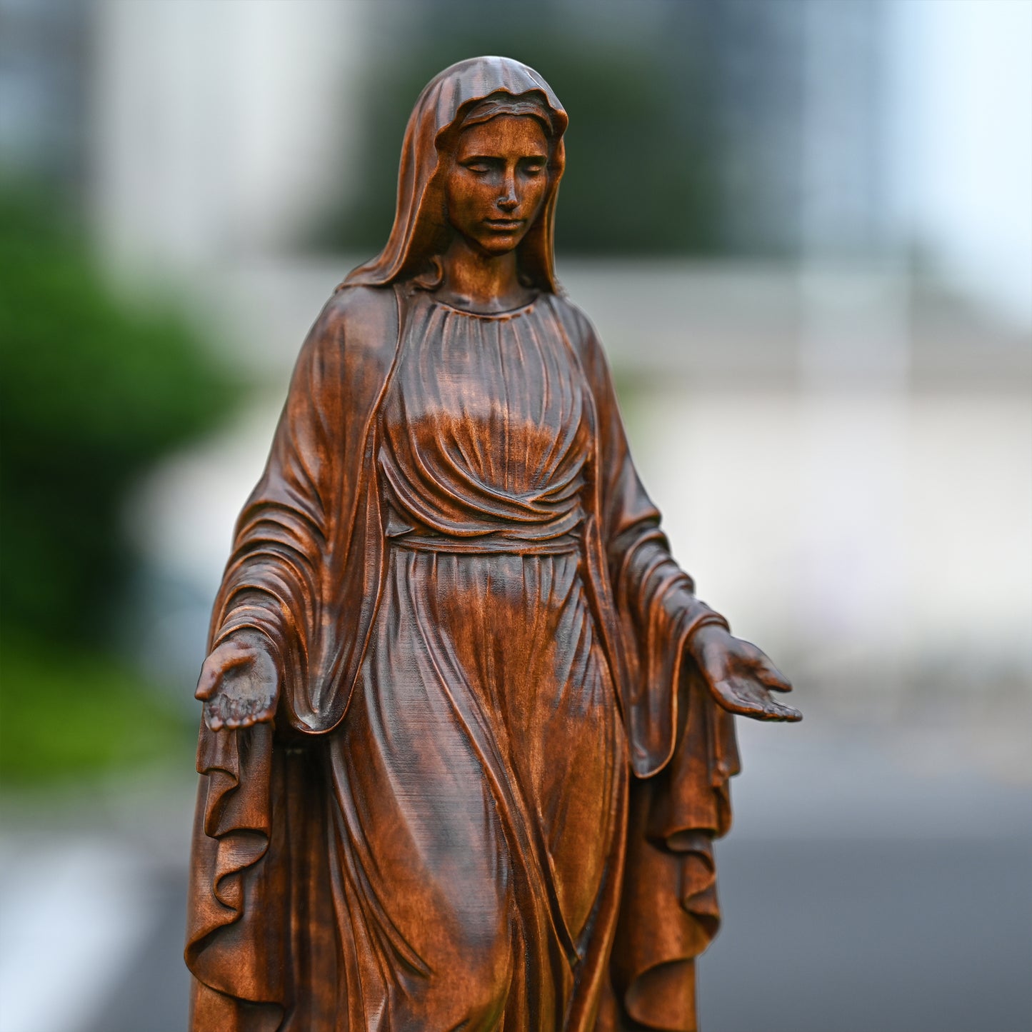 Hand Carved Sacred Heart of Virgin Mary,Our lady,Wooden Tabletop Ornament,decor religious gift