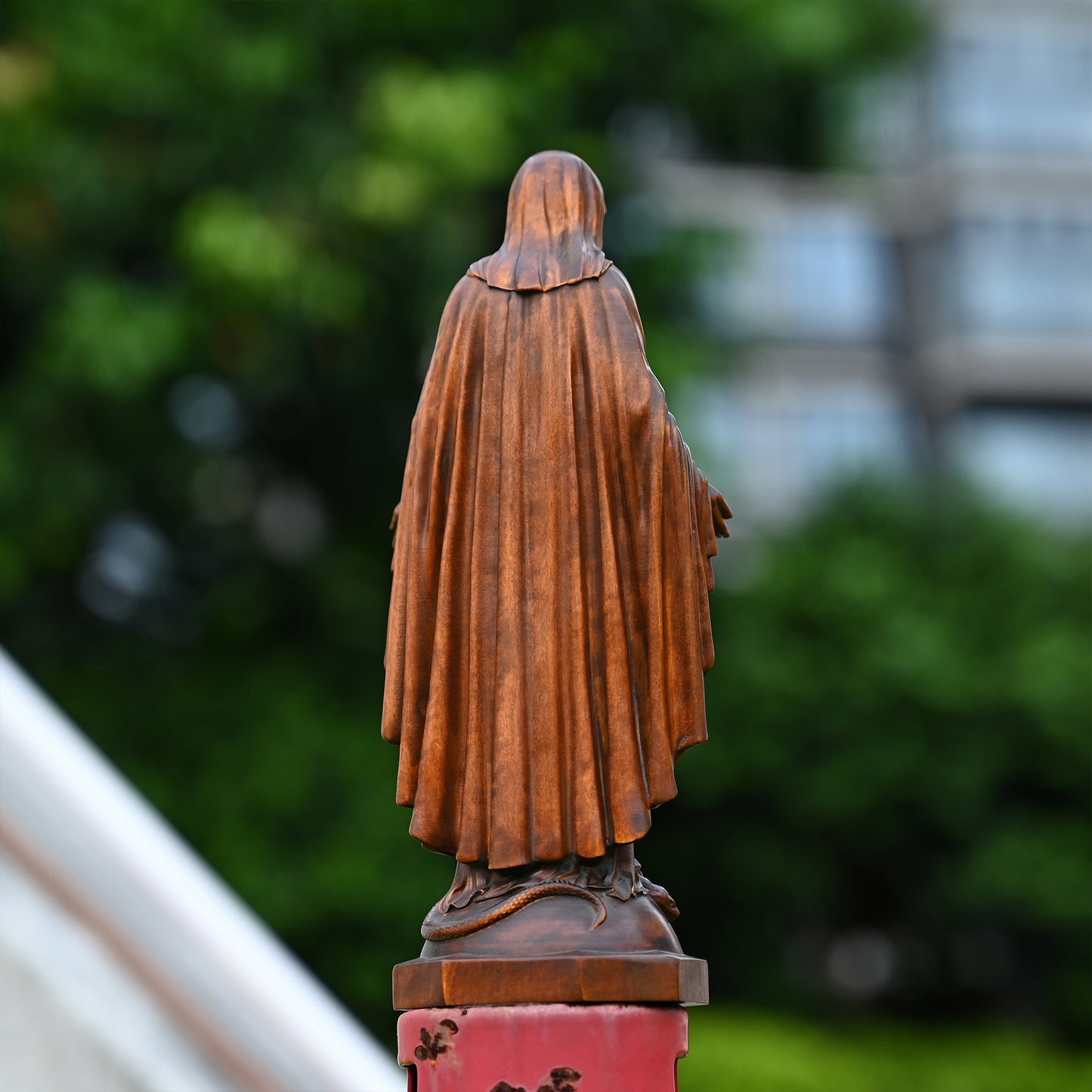 Hand Carved Sacred Heart of Virgin Mary,Our lady,Wooden Tabletop Ornament,decor religious gift