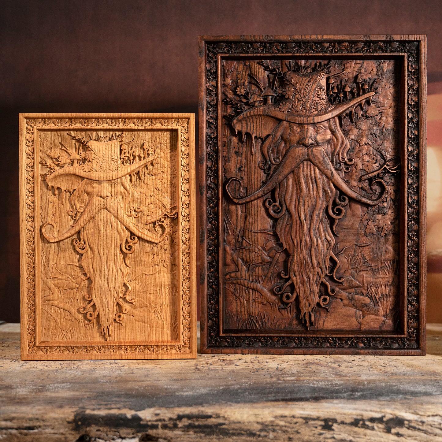 Forest ElvesRadagast the Brown Wood Carving,Forest Wizard Wall Art,Beech Wood Plaque, Lord of the Forest Style”