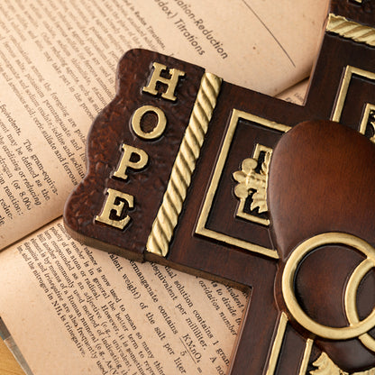 Wood carving statue Wedding Cross for Church,wall hanging art,Faith, Hope and Love Wall Cross with Bible Verse
