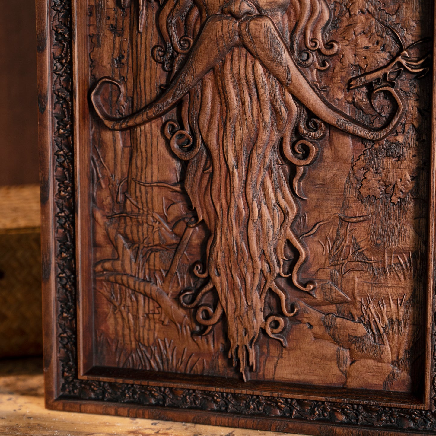 Forest ElvesRadagast the Brown Wood Carving,Forest Wizard Wall Art,Beech Wood Plaque, Lord of the Forest Style”