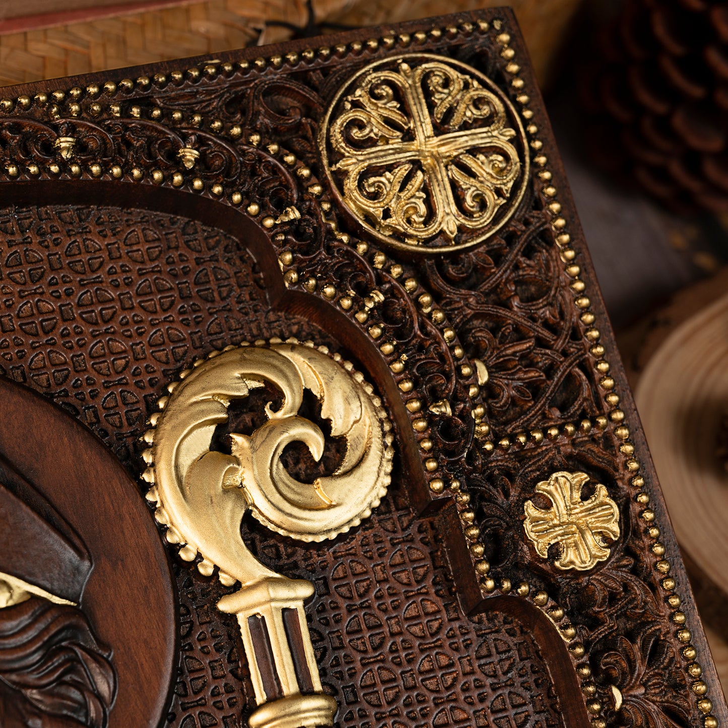 Saint Patrick Wood Carved Icon Religious Gift Wall Hanging Art Work,family wall decoration