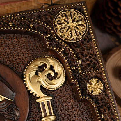 Saint Patrick Wood Carved Icon Religious Gift Wall Hanging Art Work,family wall decoration