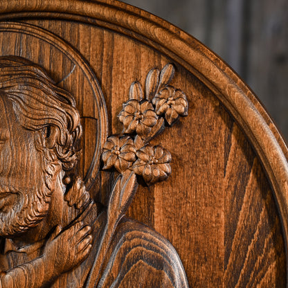 Joseph and Baby Jesus wood carving plaque,Father‘s day gift,religious figure,Holy Statue