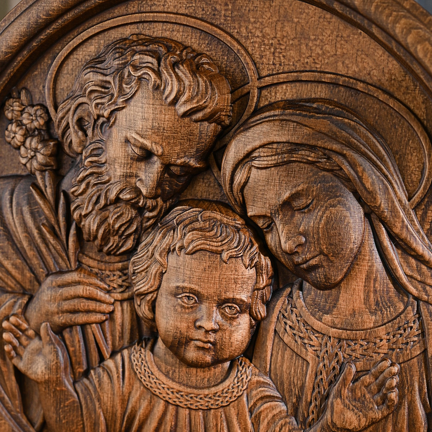 Holy family wood carving plaque,Best wall decor for home,tabletop ornament,catholic religious