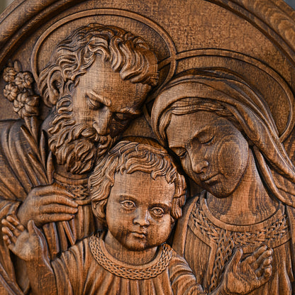 Holy family wood carving plaque,Best wall decor for home,tabletop ornament,catholic religious