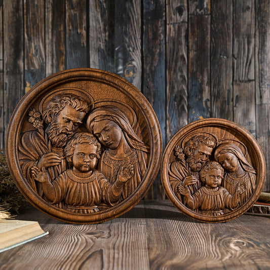 Holy family wood carving plaque,Best wall decor for home,tabletop ornament,catholic religious