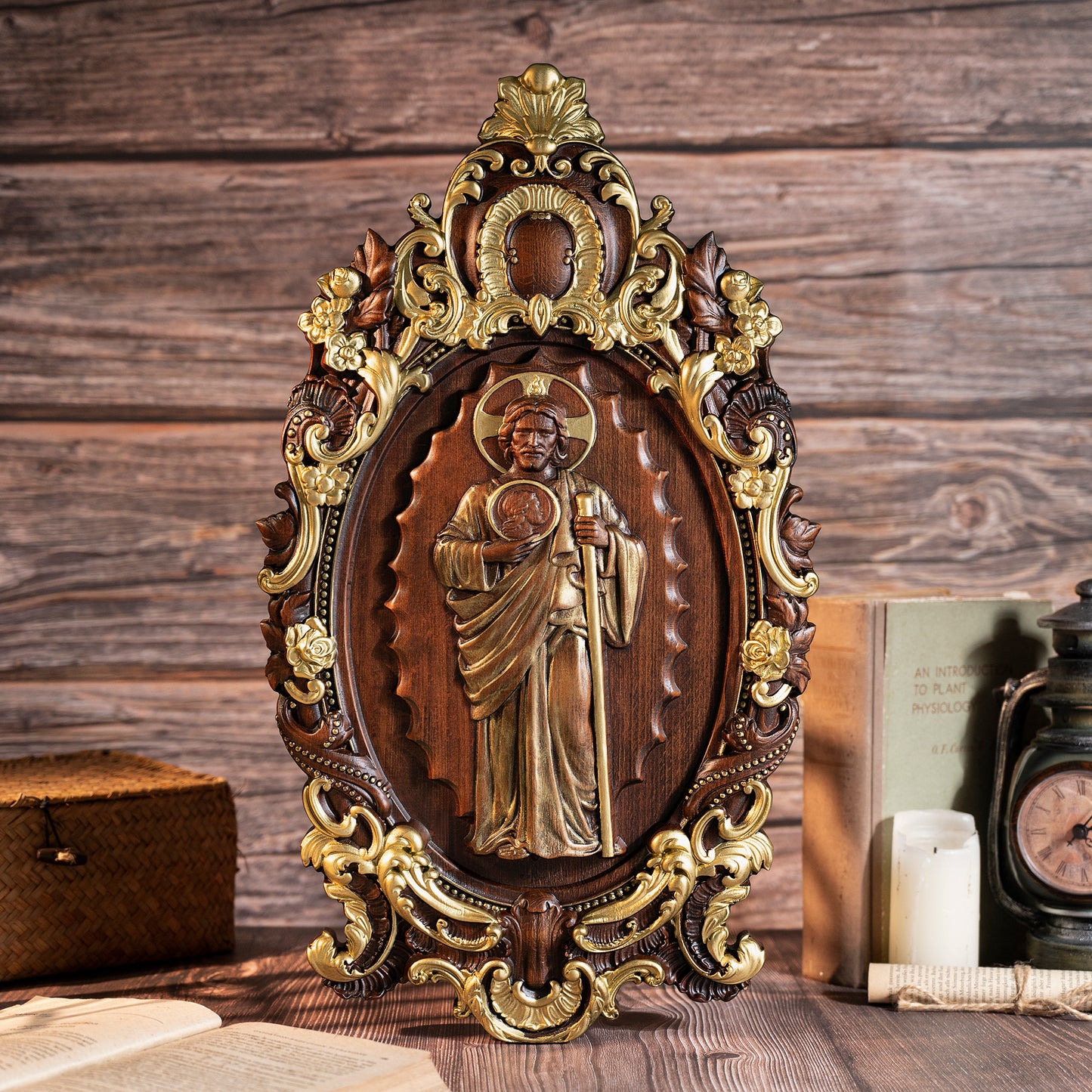 St. Jude Wooden Religious Icon Wall Artwork,Patron Saint of Despair in Troubled Times