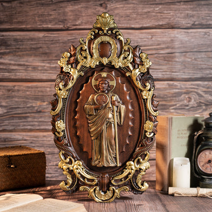 St. Jude Wooden Religious Icon Wall Artwork,Patron Saint of Despair in Troubled Times