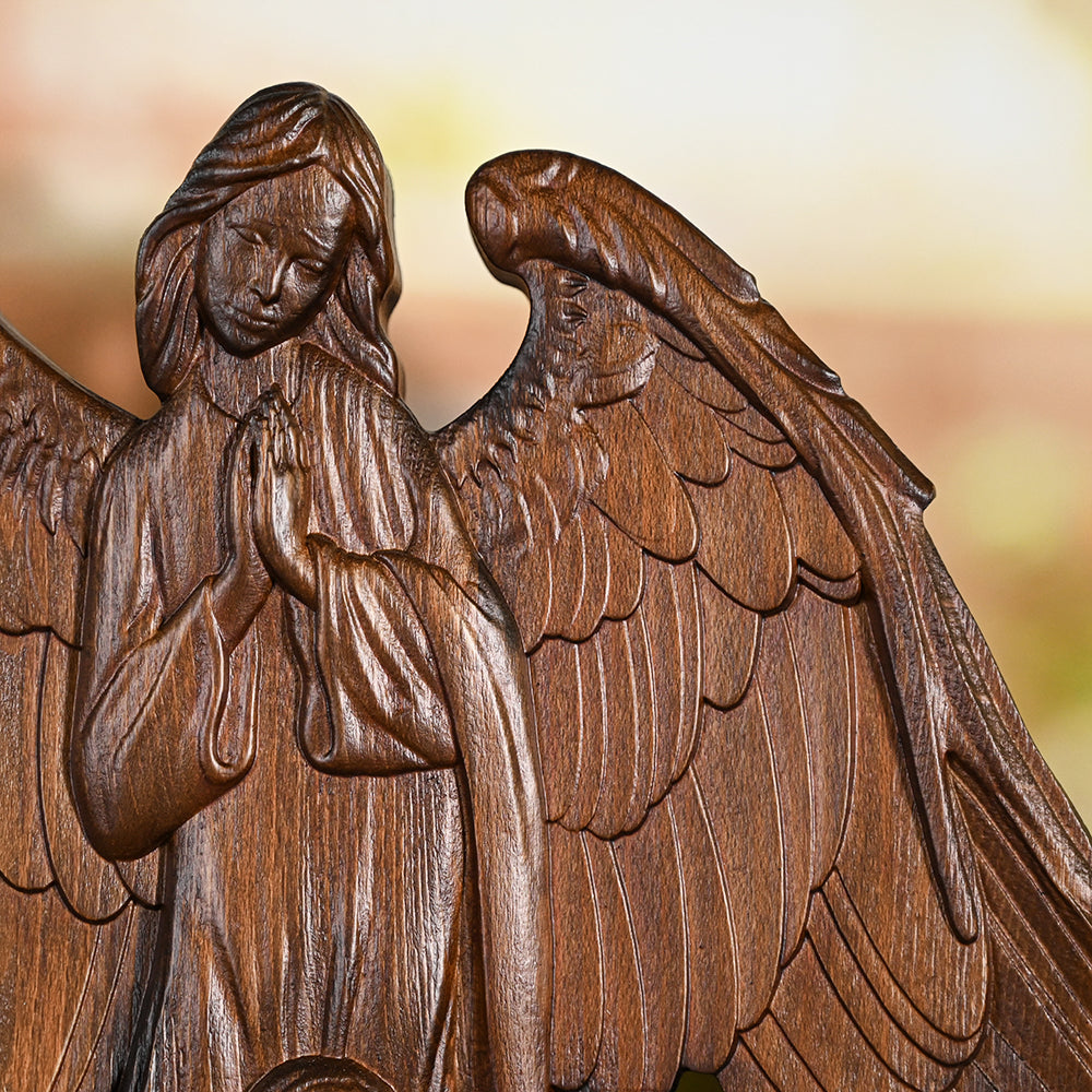 Wooden statue Our Lord Jesus,Holy Family With Guardian Angel Statue,Divine Blessing for Your Home