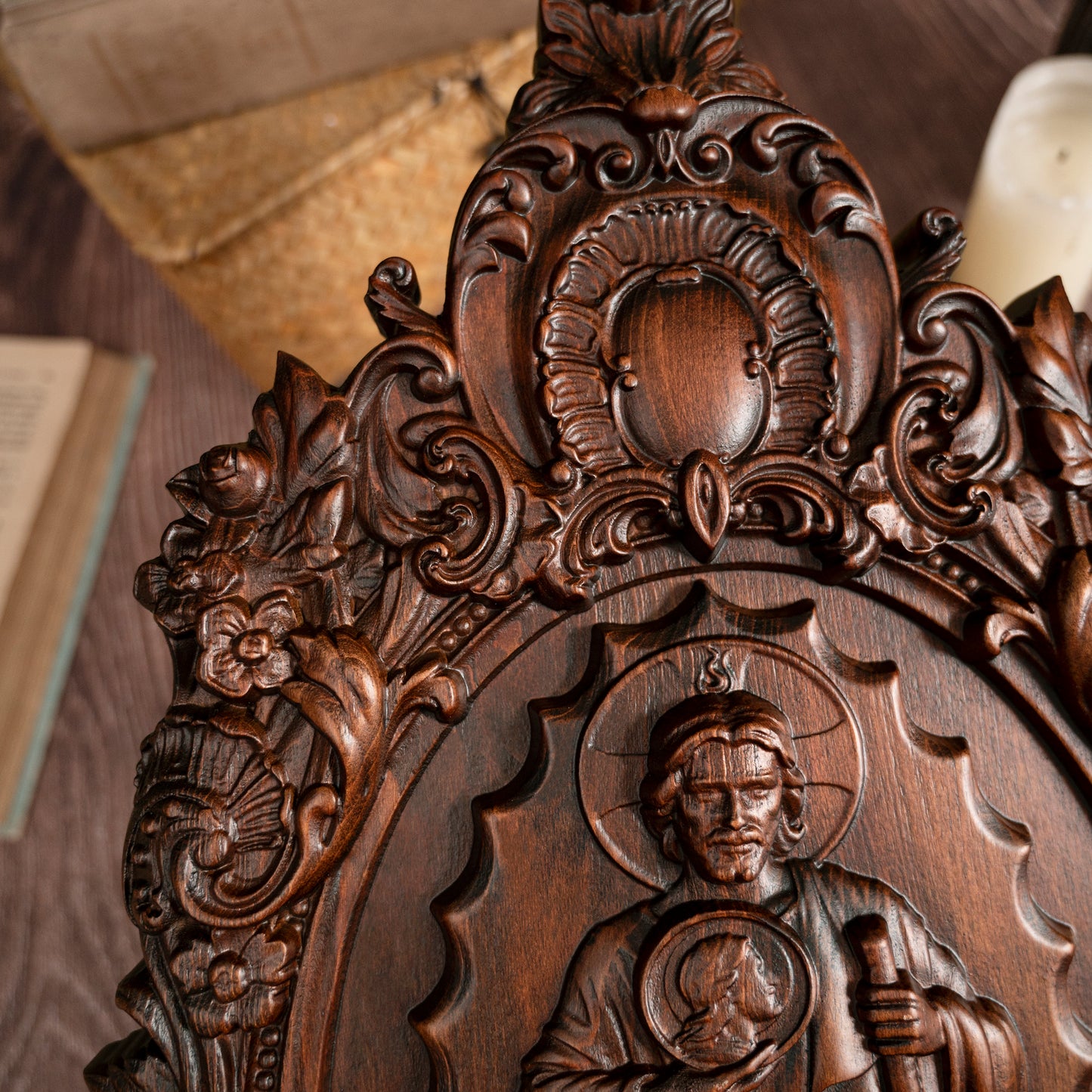 St. Jude Wooden Religious Icon Wall Artwork,Patron Saint of Despair in Troubled Times