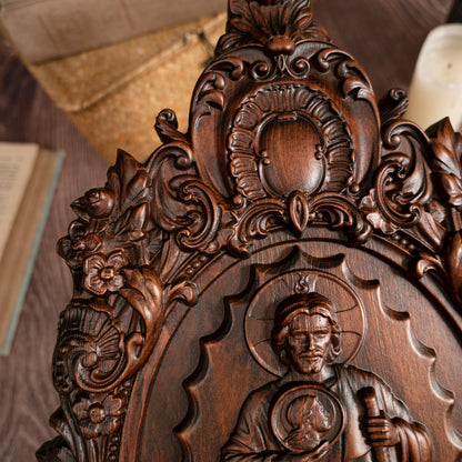 St. Jude Wooden Religious Icon Wall Artwork,Patron Saint of Despair in Troubled Times