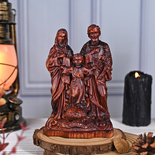 Wooden statue sacred heart,Holy Family,wood carving plaque,christian home,Holy Statue