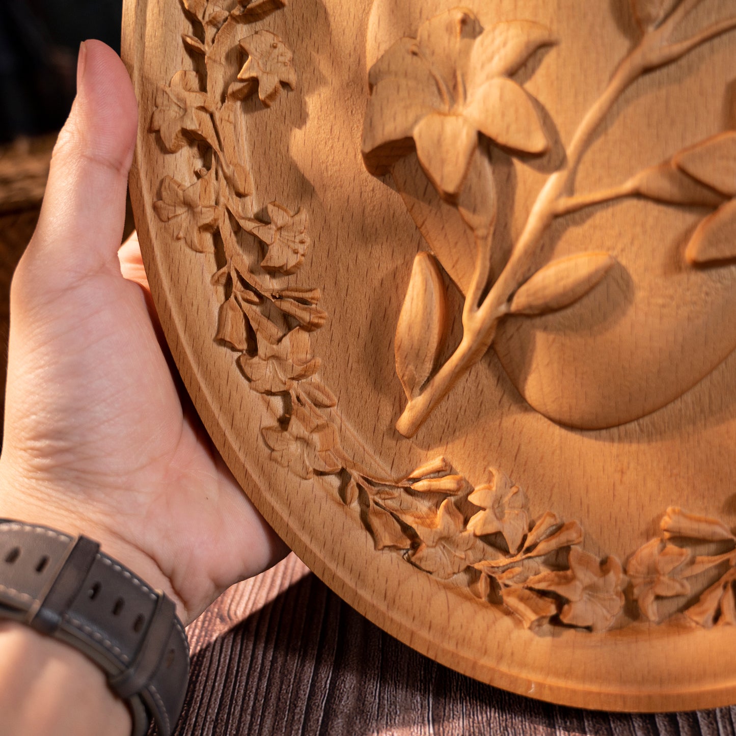 Sacred Family Three Sacred Hearts of Joseph,Wall Decoration Wood Sculpture,Religious Wood carving