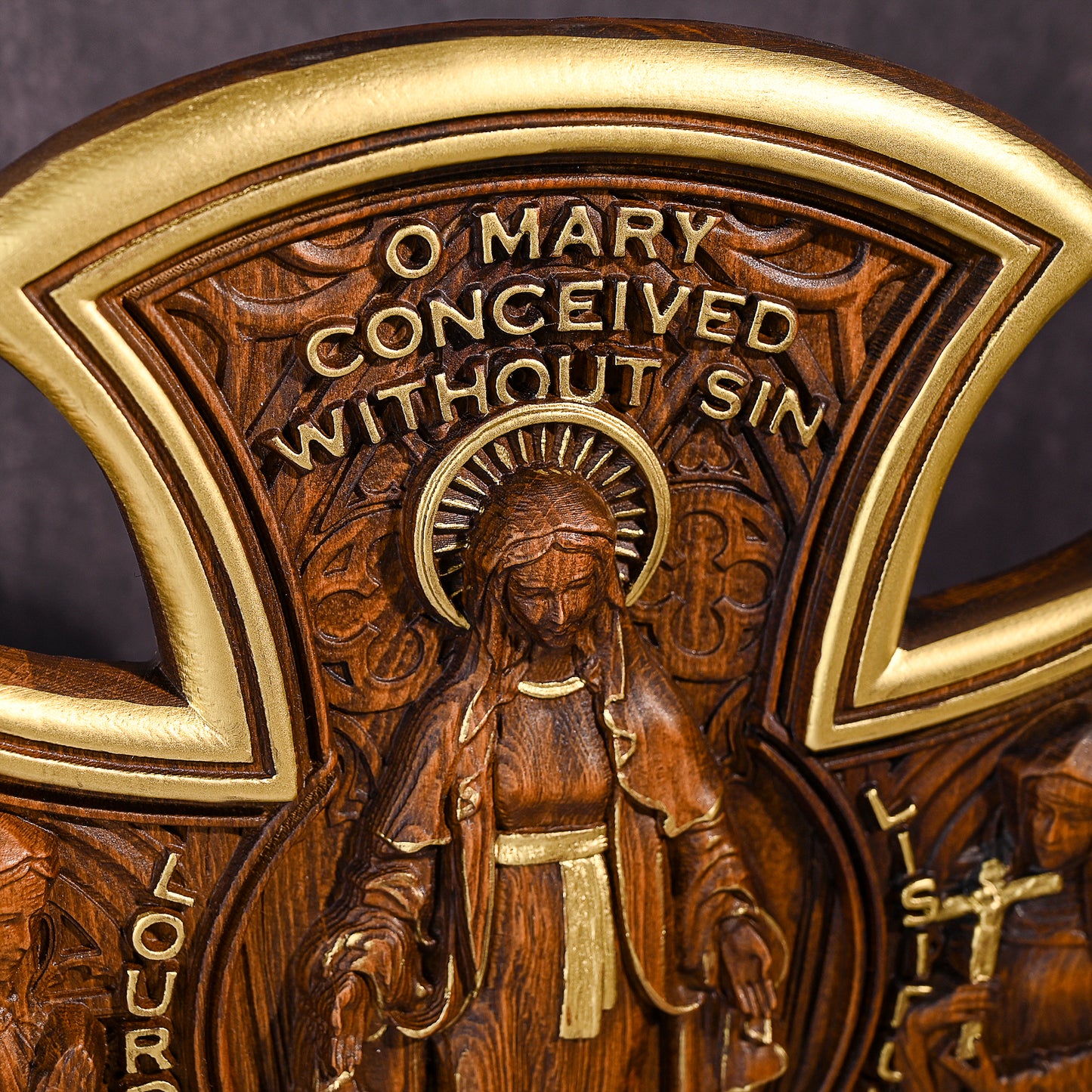 Mary Wood Cross,Our Lady Mary-themed Beech Cross,Bringing Sacred Warmth,catholic religious
