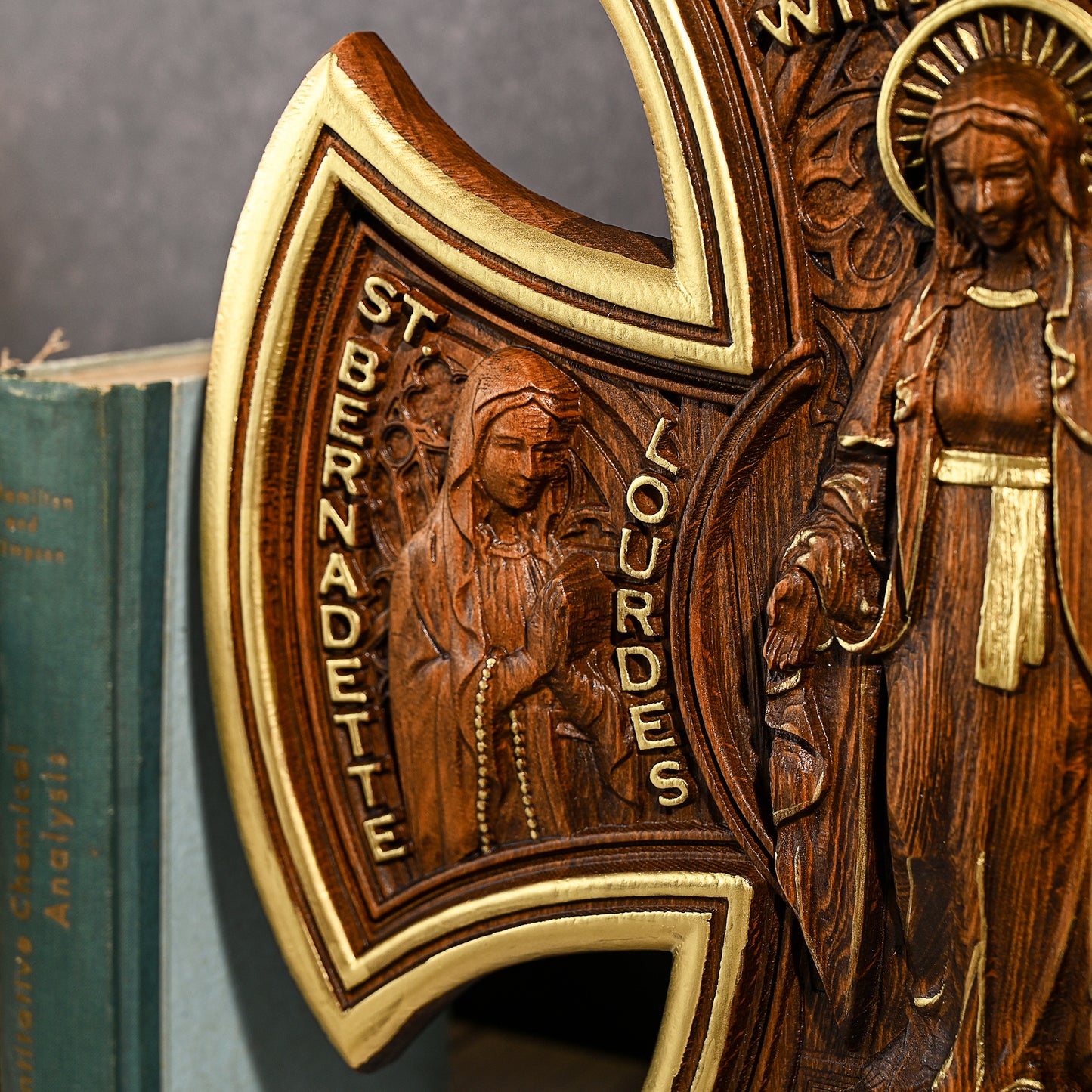 Mary Wood Cross,Our Lady Mary-themed Beech Cross,Bringing Sacred Warmth,catholic religious