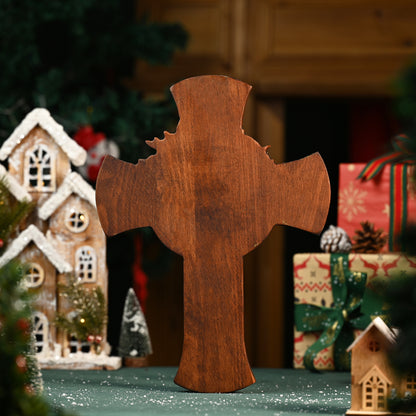 Jesus Holy Crown of Thorns Wood Cross, Christ delivered us from the curse of sin,Religious Sculpture