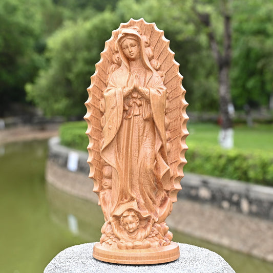Religious Wood carving,Our lady of Guadalupe,wooden carved,carving gift,Christian Art
