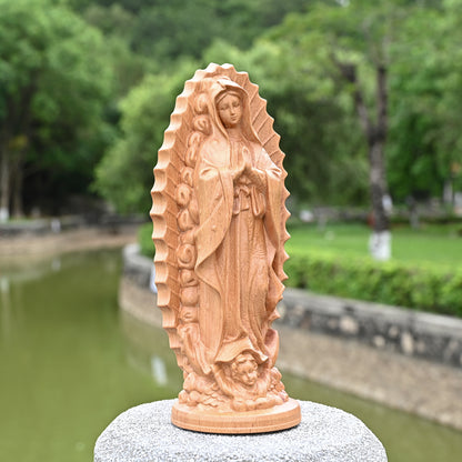 Religious Wood carving,Our lady of Guadalupe,wooden carved,carving gift,Christian Art