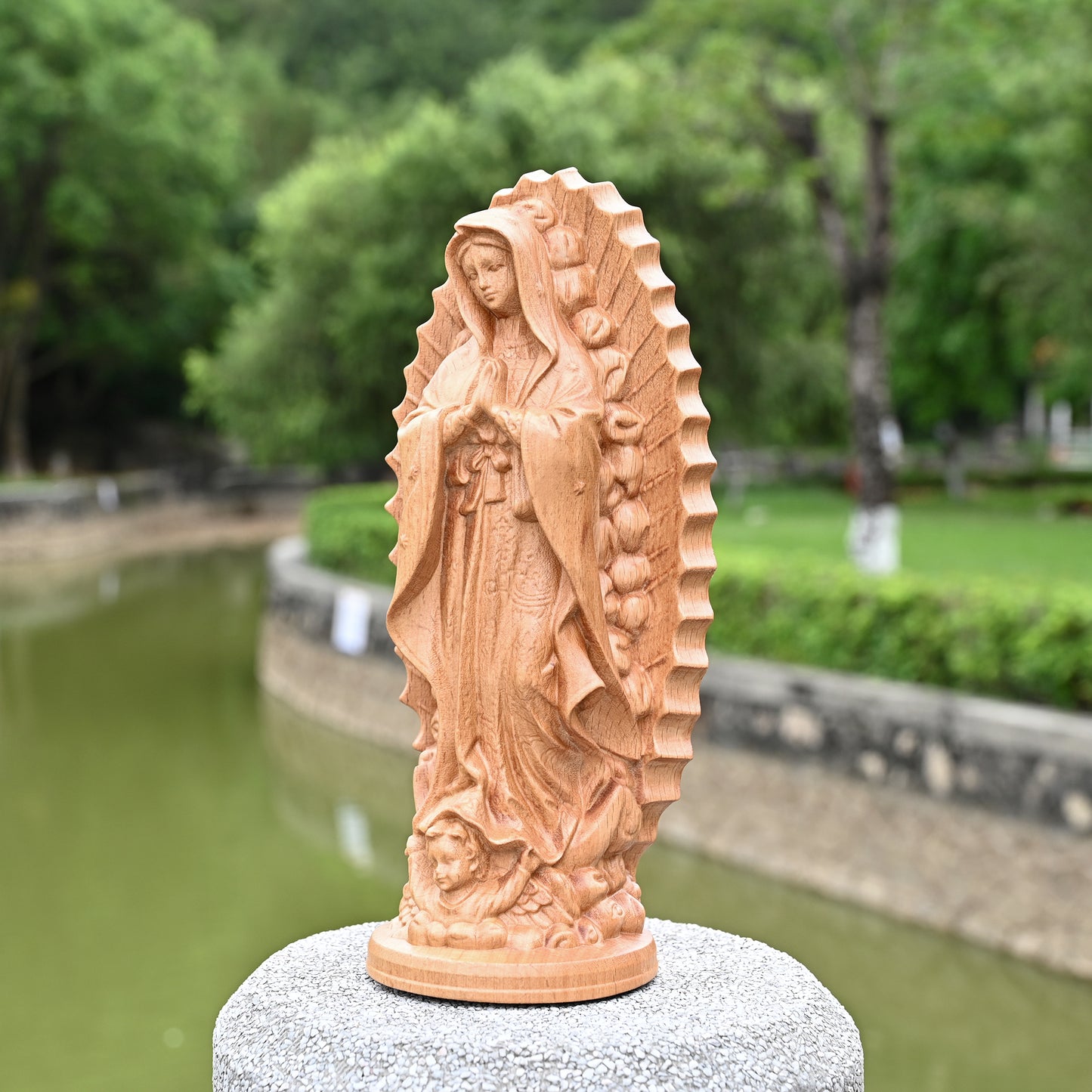 Religious Wood carving,Our lady of Guadalupe,wooden carved,carving gift,Christian Art