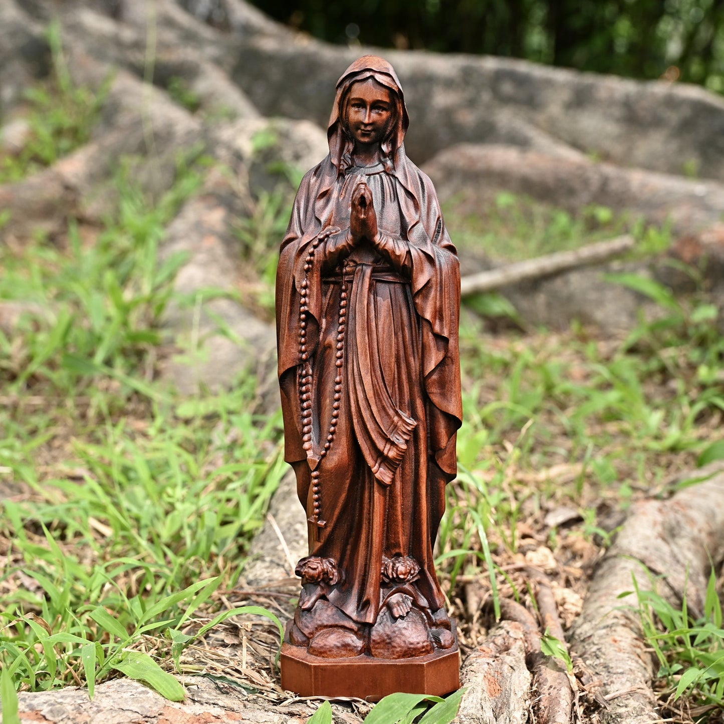 Round Wood Carving,Our Lady of Lourdes,decoration Church Church Chapel,religious christian
