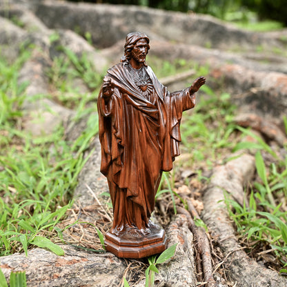 Boxwood wood carving, Sacred Heart prayer,religious catholic saint image, Christian altar decoration
