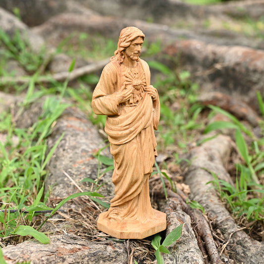 Wooden plaque,Sacred Heart of Jesus Catholic Jesus Statue,Beech hand carved,family wall,Christian Art