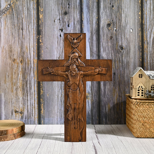 Holy Trinity Crucifix Wood Decor,Religious Icon,christian home