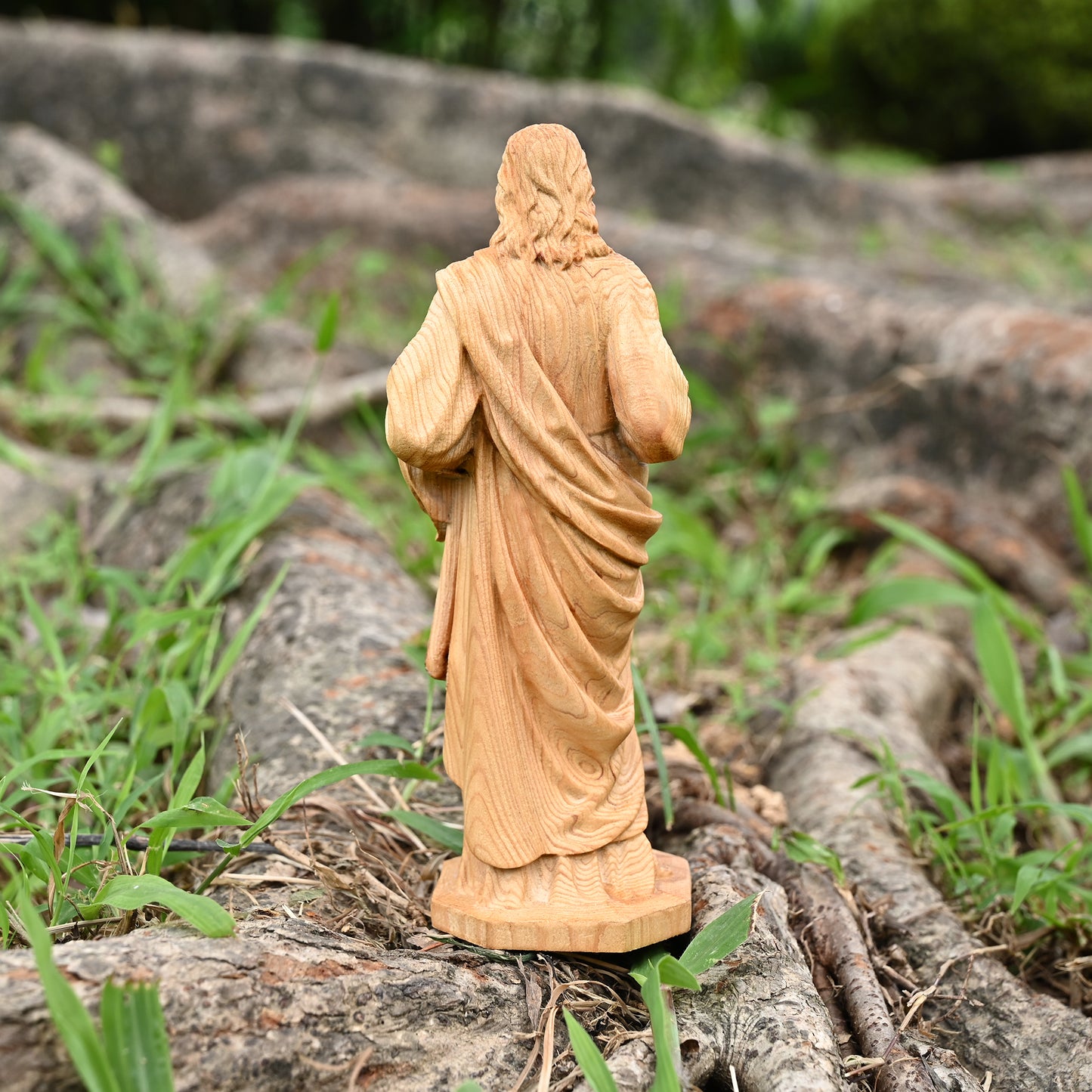 Wooden plaque,Sacred Heart of Jesus Catholic Jesus Statue,Beech hand carved,family wall,Christian Art