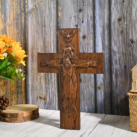 Holy Trinity Crucifix Wood Decor,Religious Icon,christian home