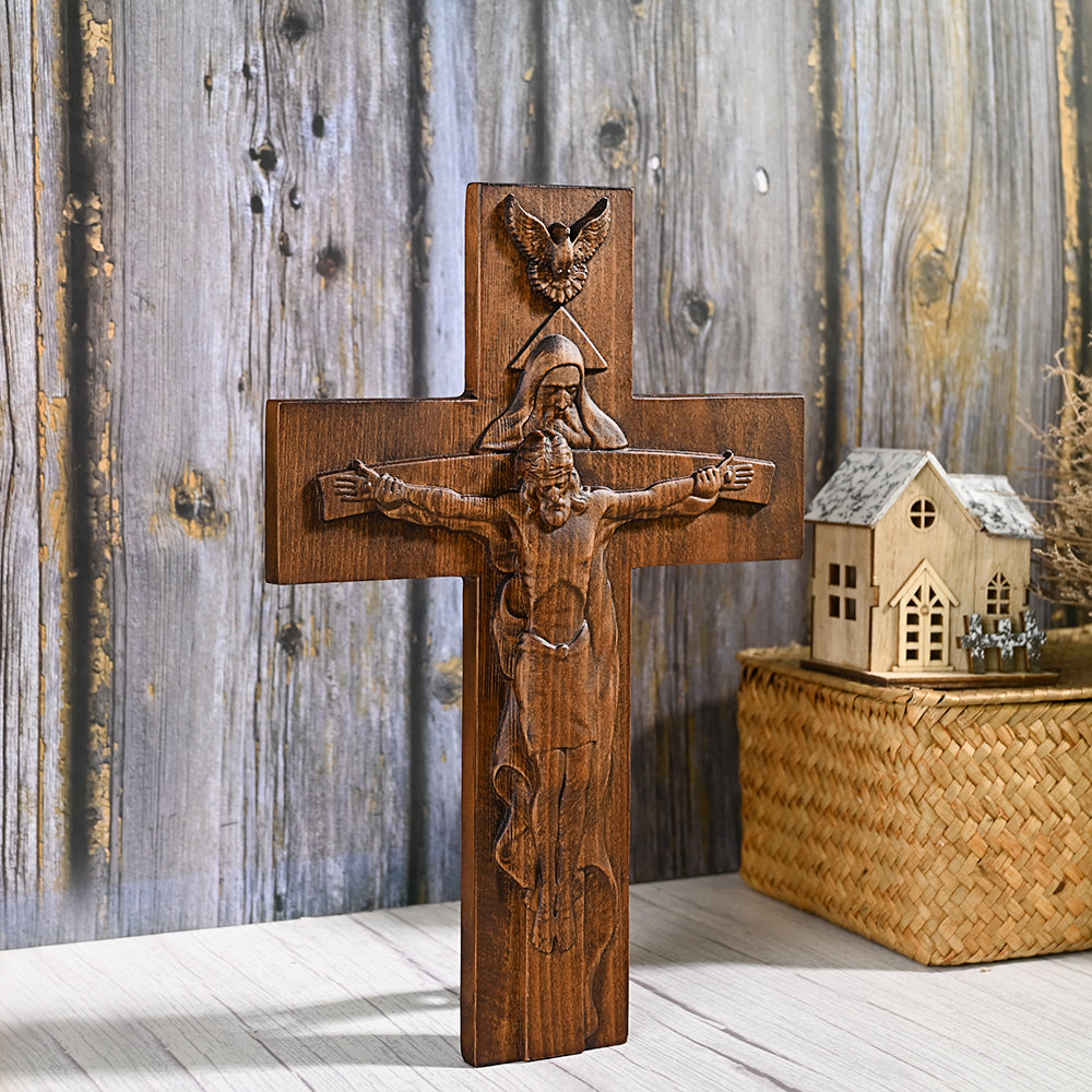Holy Trinity Crucifix Wood Decor,Religious Icon,christian home