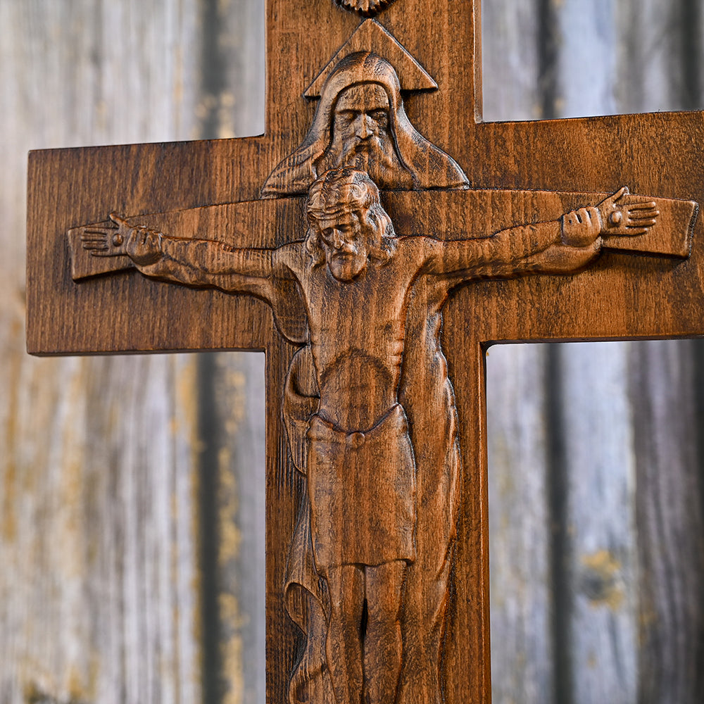 Holy Trinity Crucifix Wood Decor,Religious Icon,christian home