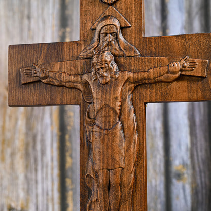 Holy Trinity Crucifix Wood Decor,Religious Icon,christian home