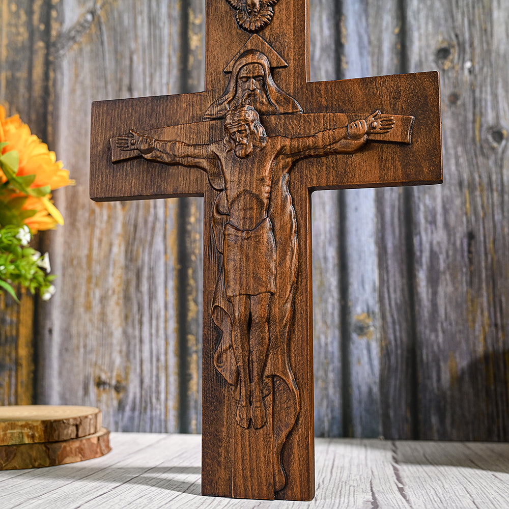 Holy Trinity Crucifix Wood Decor,Religious Icon,christian home