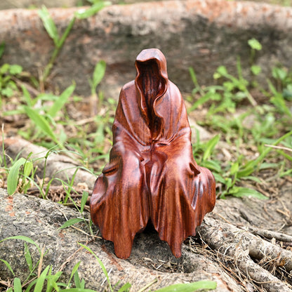 Wood carving statue,Gothic Ghost Seated Sculpture,ornament christian,Religious Icon