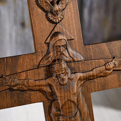 Holy Trinity Crucifix Wood Decor,Religious Icon,christian home