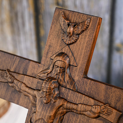 Holy Trinity Crucifix Wood Decor,Religious Icon,christian home