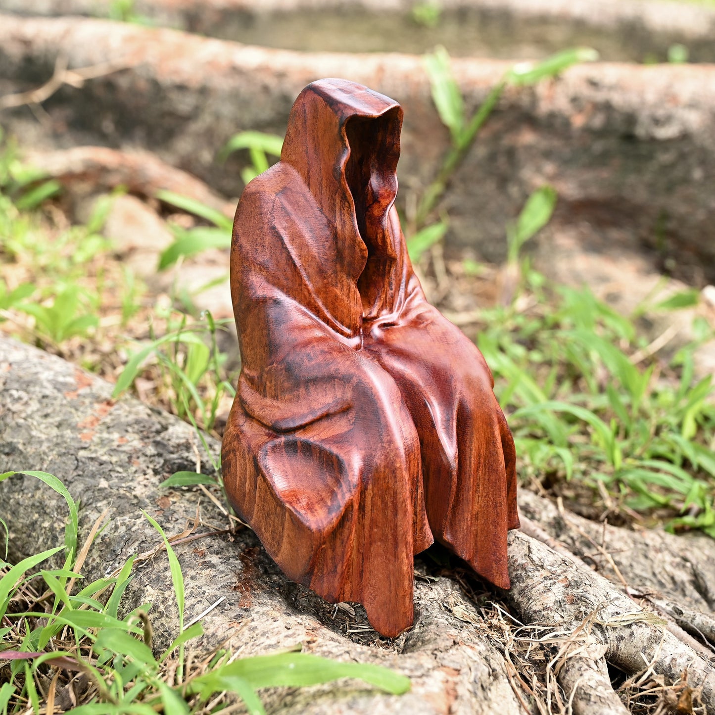 Wood carving statue,Gothic Ghost Seated Sculpture,ornament christian,Religious Icon