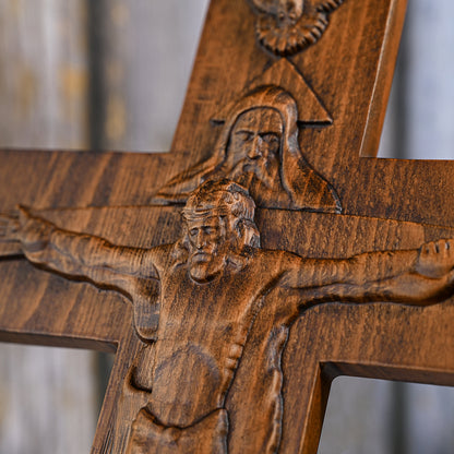 Holy Trinity Crucifix Wood Decor,Religious Icon,christian home