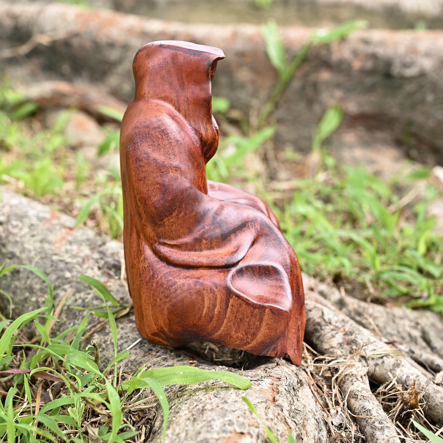 Wood carving statue,Gothic Ghost Seated Sculpture,ornament christian,Religious Icon