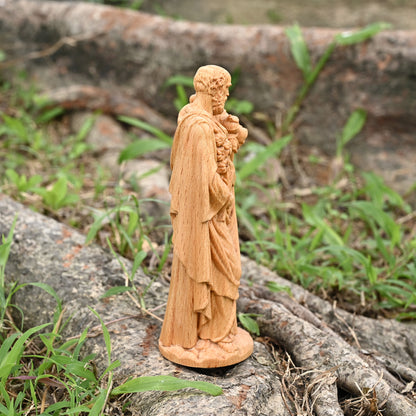 Wood carving statue,Saint Joseph Holding Baby Jesus,nativity scene,christmas gift,Guardian Angel