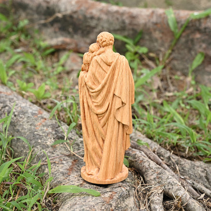 Wood carving statue,Saint Joseph Holding Baby Jesus,nativity scene,christmas gift,Guardian Angel