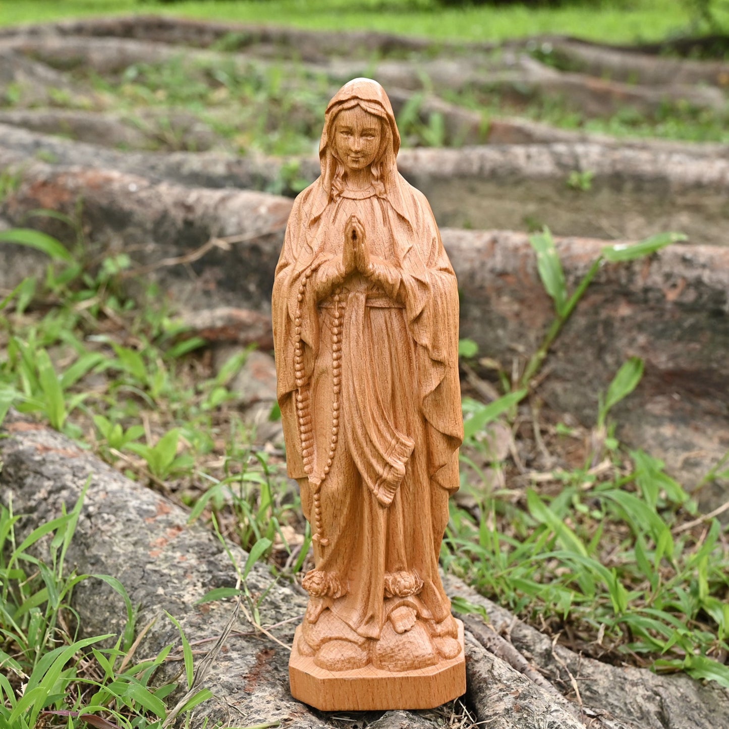 Round Wood Carving,Our Lady of Lourdes,decoration Church Church Chapel,religious christian