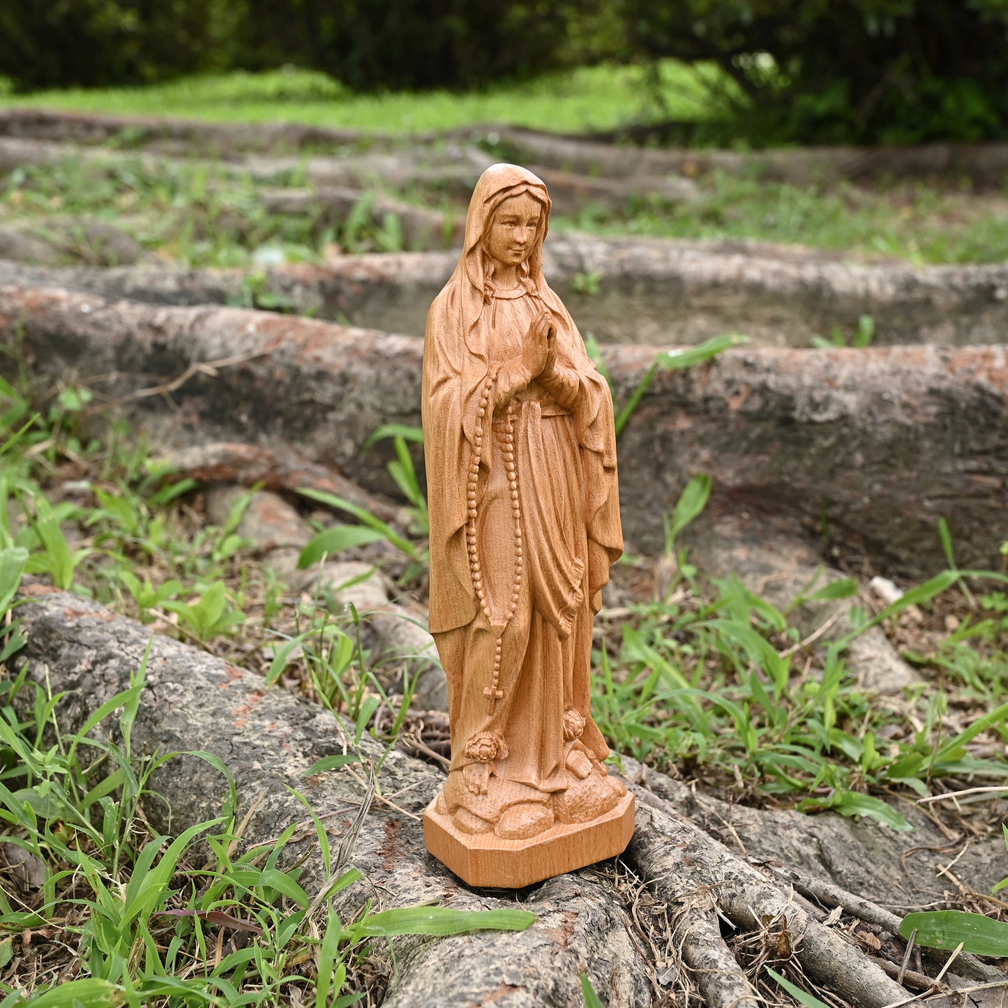 Round Wood Carving,Our Lady of Lourdes,decoration Church Church Chapel,religious christian
