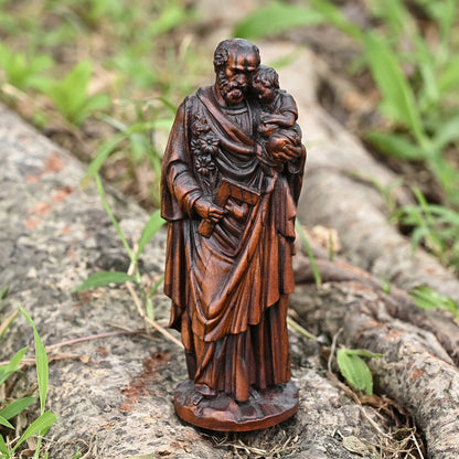 Wood carving statue,Saint Joseph Holding Baby Jesus,nativity scene,christmas gift,Guardian Angel