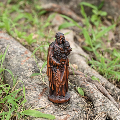Wood carving statue,Saint Joseph Holding Baby Jesus,nativity scene,christmas gift,Guardian Angel
