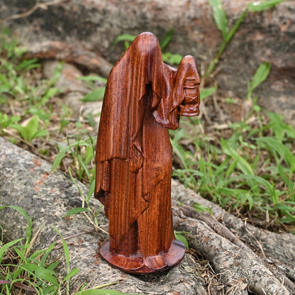 Round Wood Carving,Guardian of the Ghost Lantern,Beech wood carved,tabletop ornament,,catholic religious