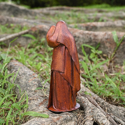 Round Wood Carving,Guardian of the Ghost Lantern,Beech wood carved,tabletop ornament,,catholic religious