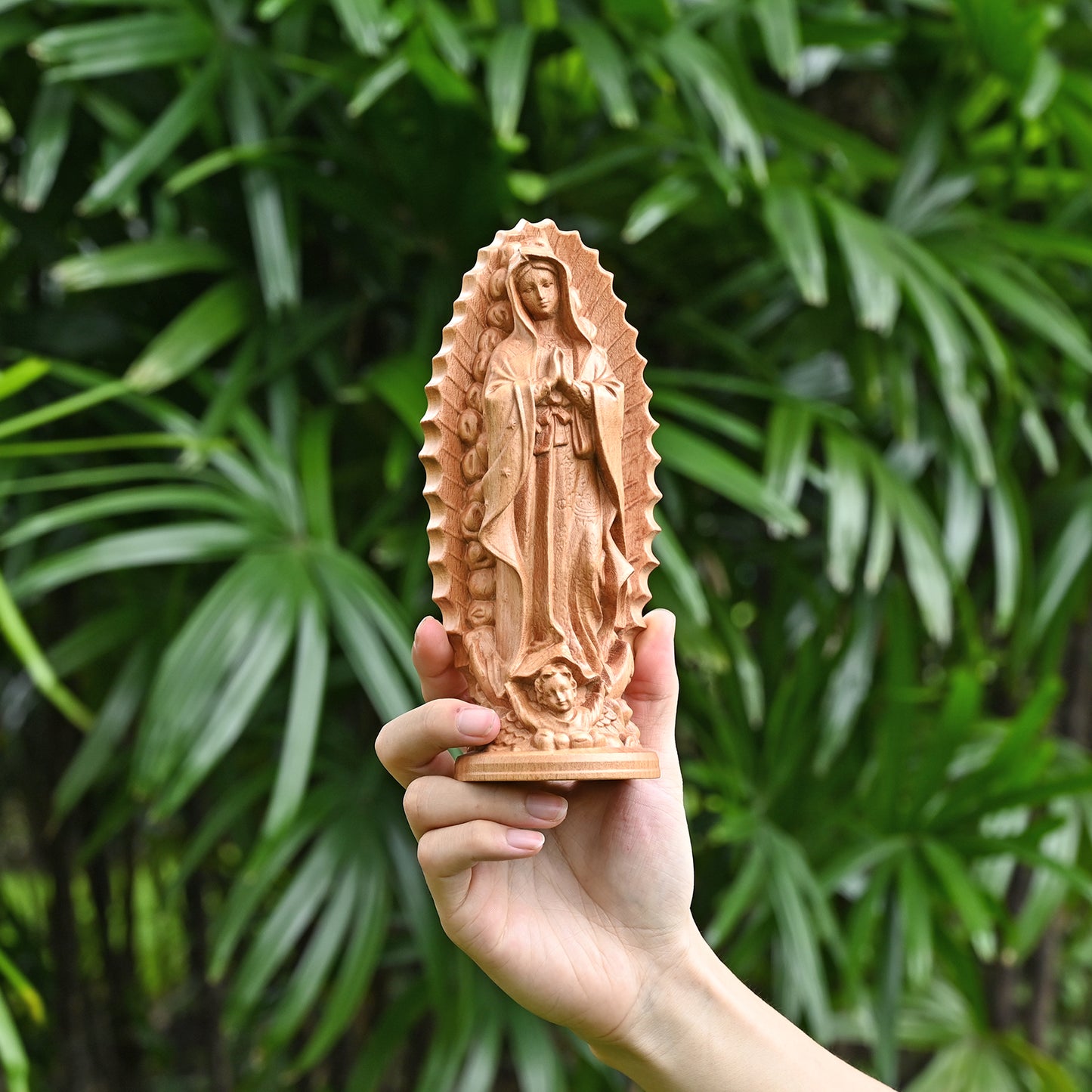 Religious Wood carving,Our lady of Guadalupe,wooden carved,carving gift,Christian Art